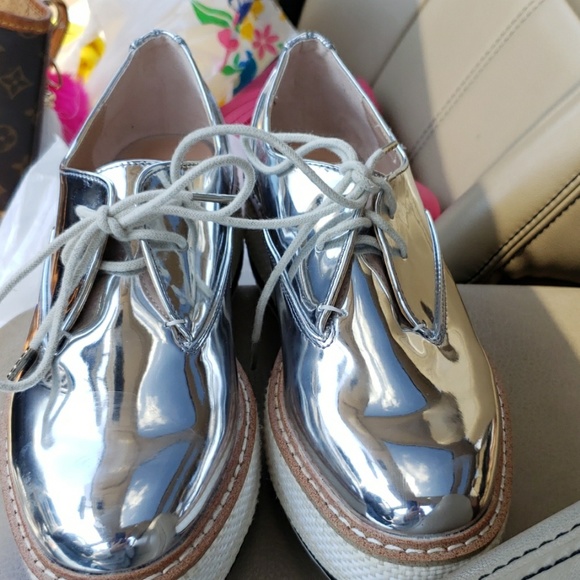 Zara Shoes - Zara shiny silver platform shoes